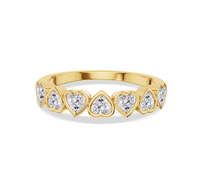 Heart Shape Bezel Set Eternity Wedding Ring