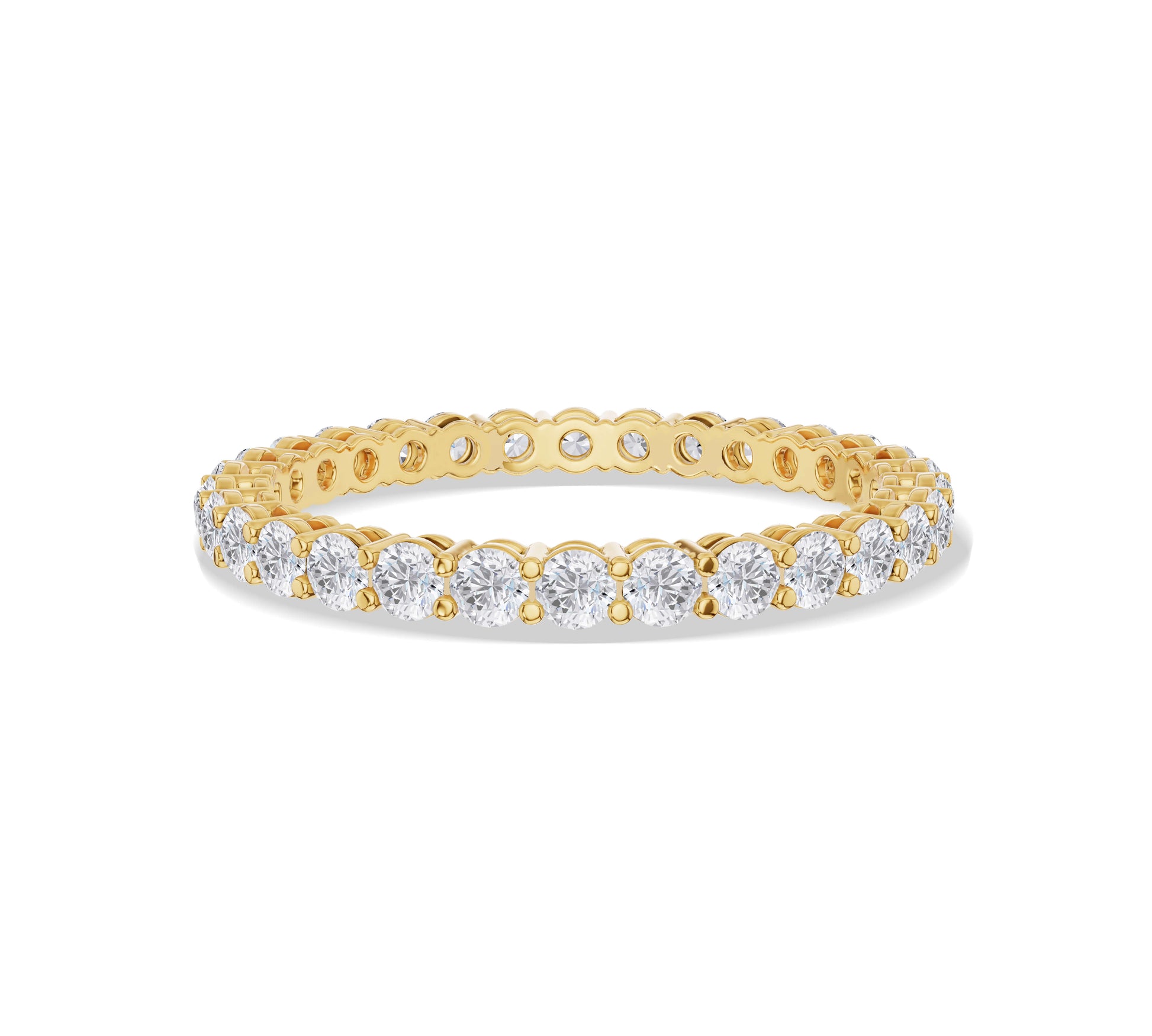 Round-cut diamond eternity ring in yellow gold