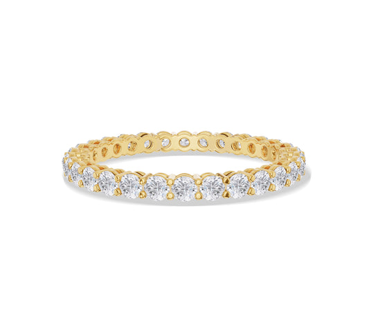 Round-cut diamond eternity ring in yellow gold