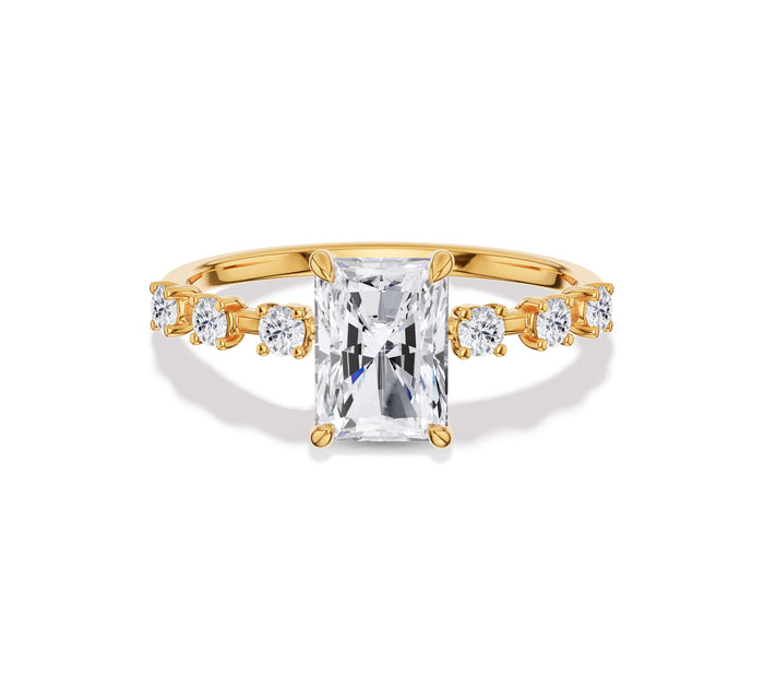 Radiant Diamond ring with Round Side Stones