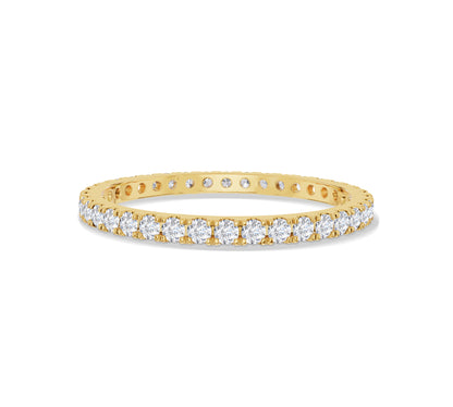 Yellow gold eternity ring with round brilliant cut diamonds