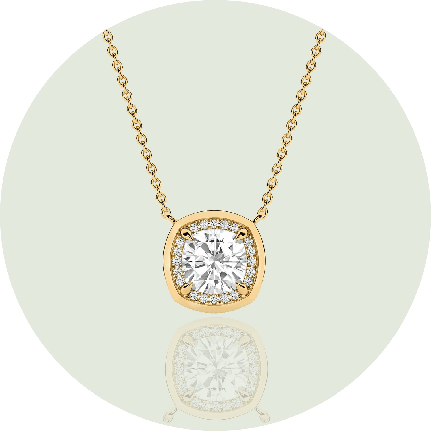 cushion diamond necklace