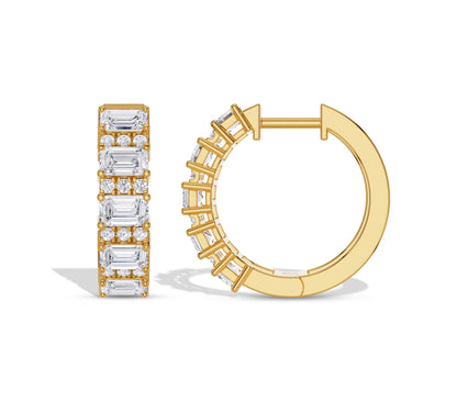 Round and Emerald Hoops