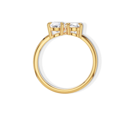 Elegant 14K yellow gold design with oval and pear diamonds