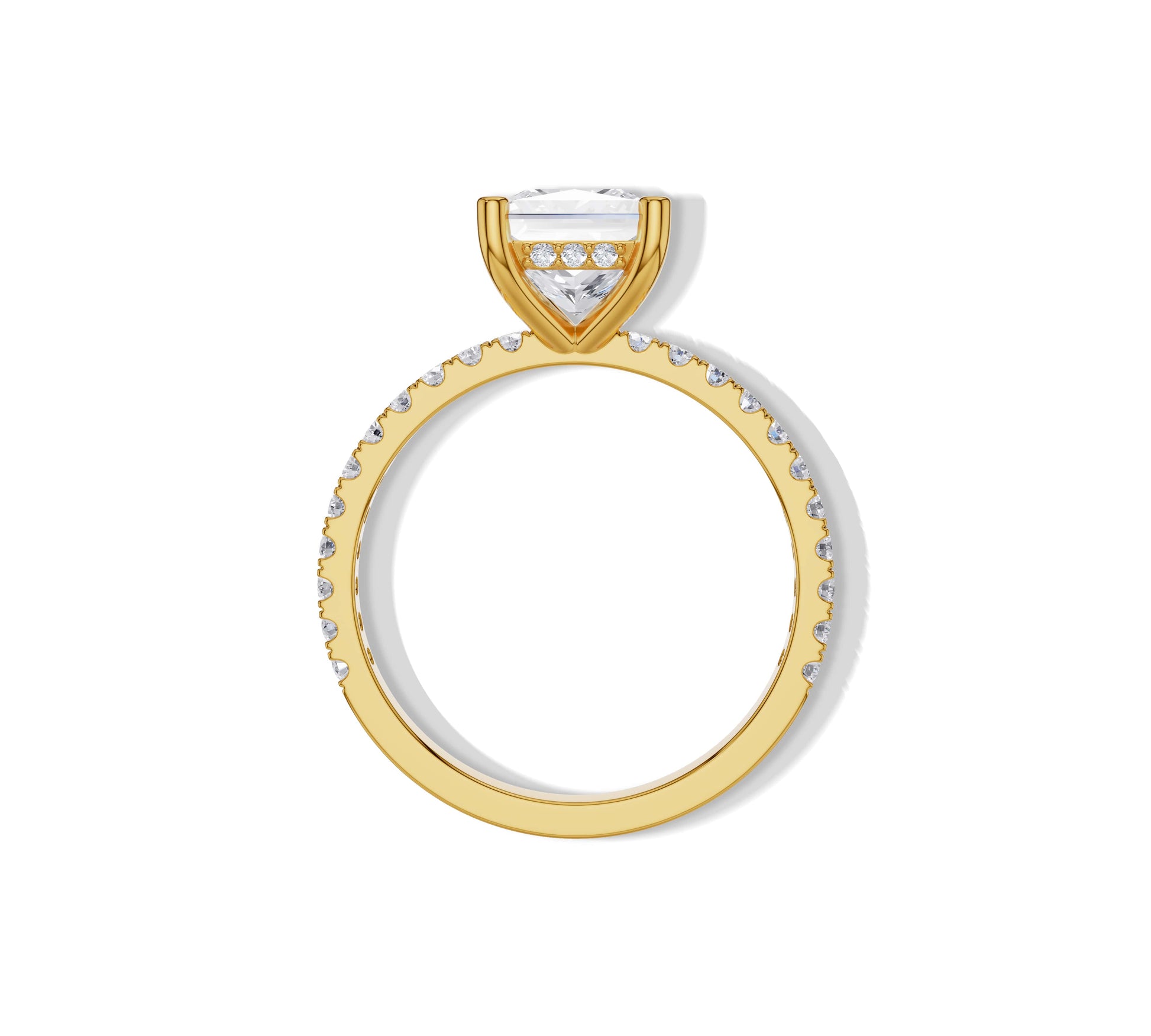 Gold princess cut diamond ring with lab-grown stone