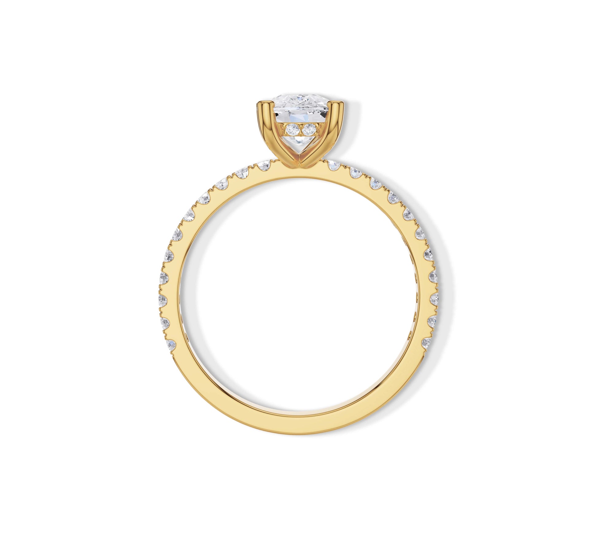 14K yellow gold elongated cushion solitaire ring