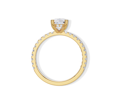 14K yellow gold elongated cushion solitaire ring