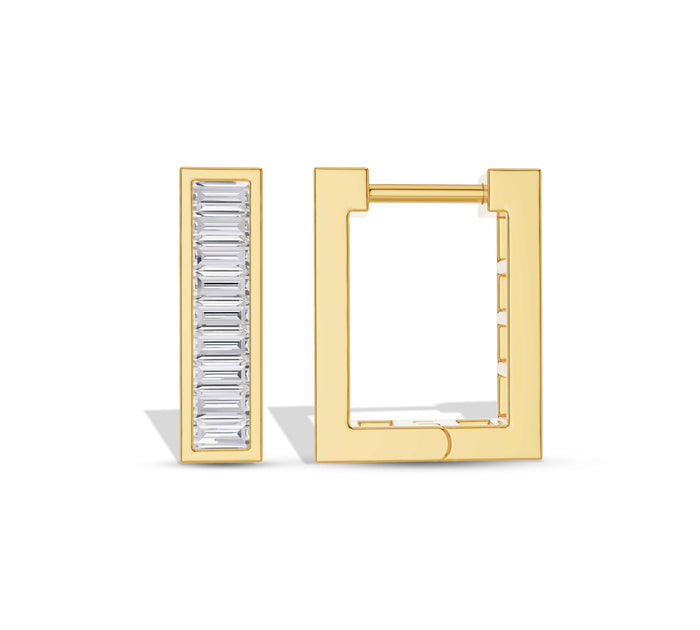 Baguette Diamond Channel Set Square Huggies