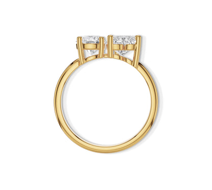 moi et toi engagement ring in yellow gold