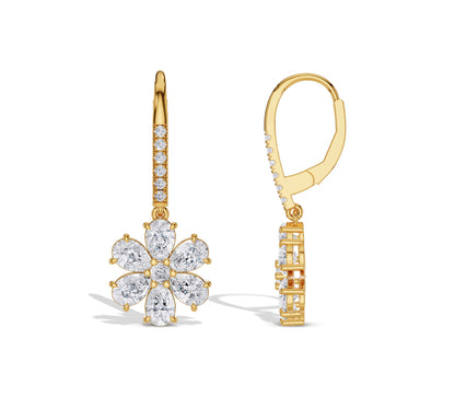 gold flower hoop earrings