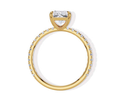Elegant radiant engagement ring with shimmering sides