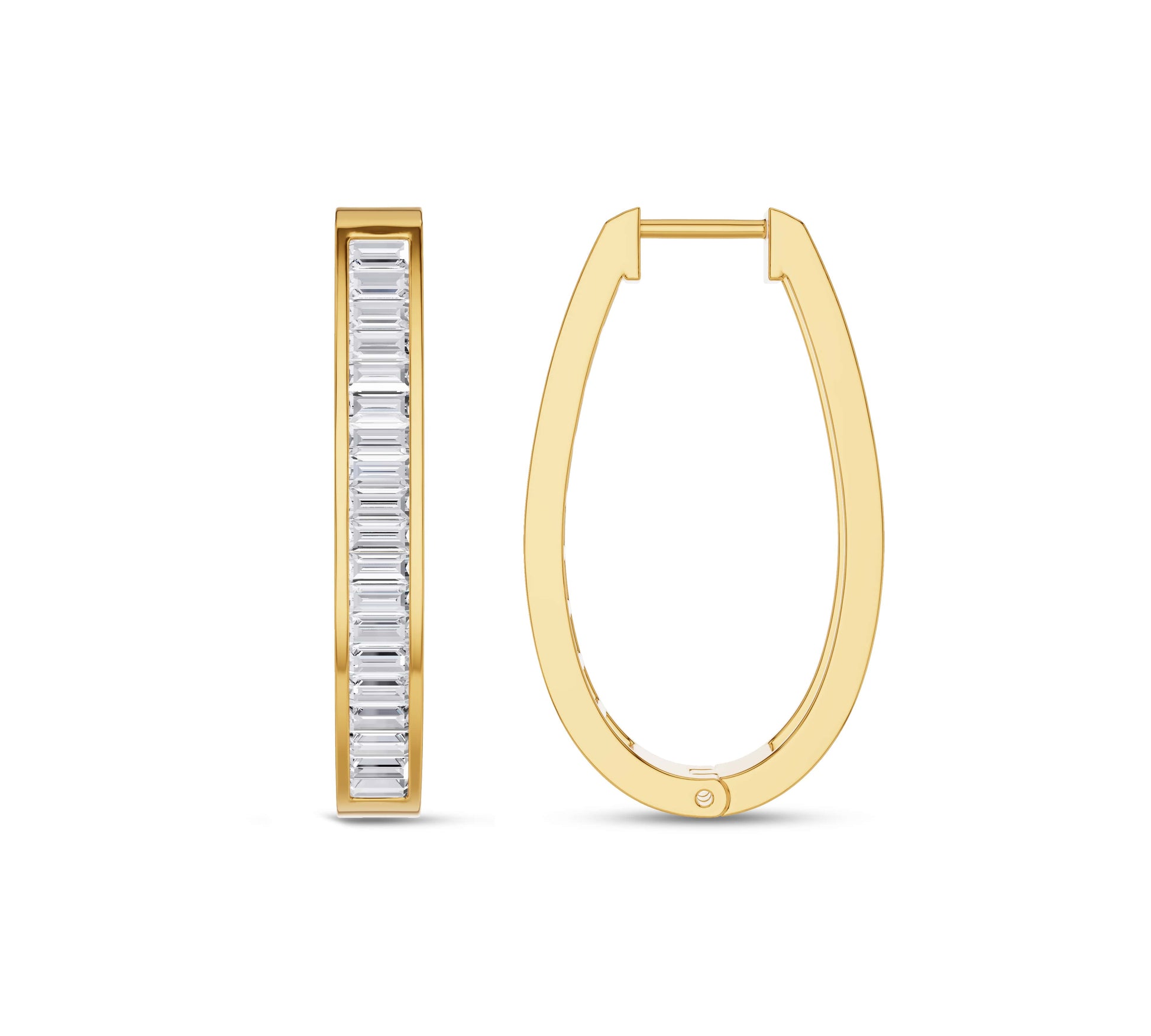 baguette diamond hoop earrings