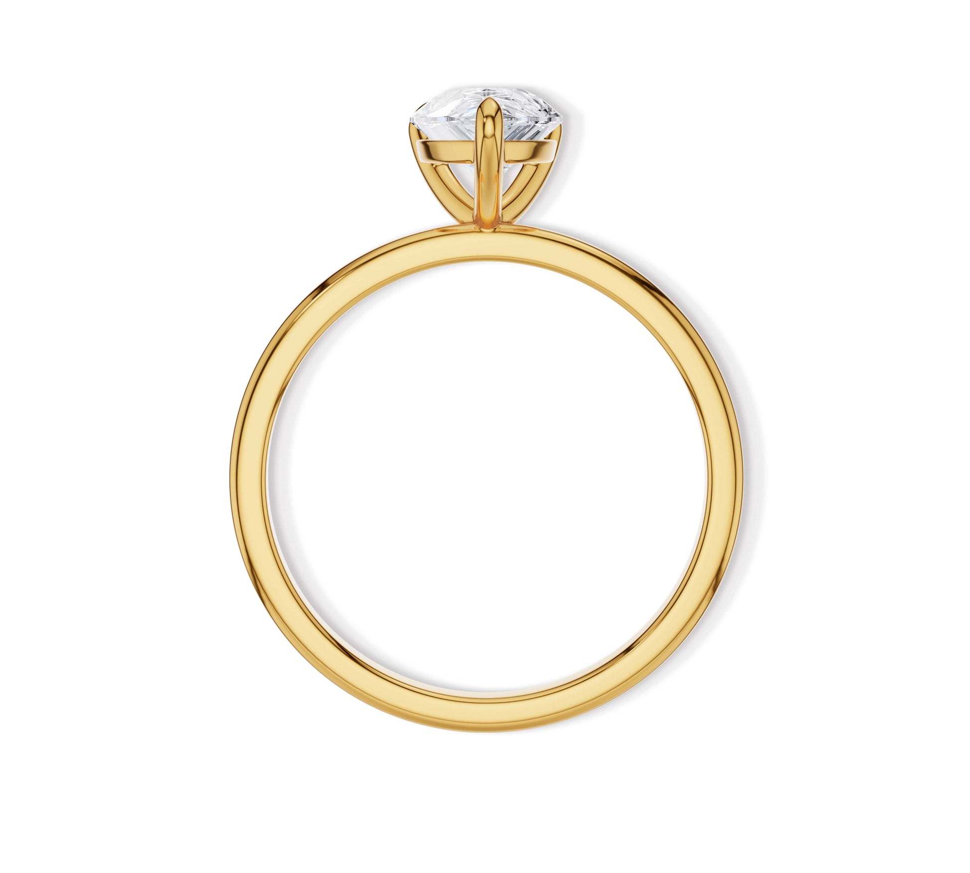 Elegant yellow gold solitaire pear ring