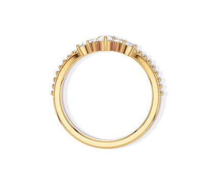 Moissanite Pear and Marquise Curved Wedding Band