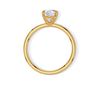 Handcrafted oval diamond ring in gold