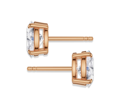 rose gold Oval Diamond Stud Earring