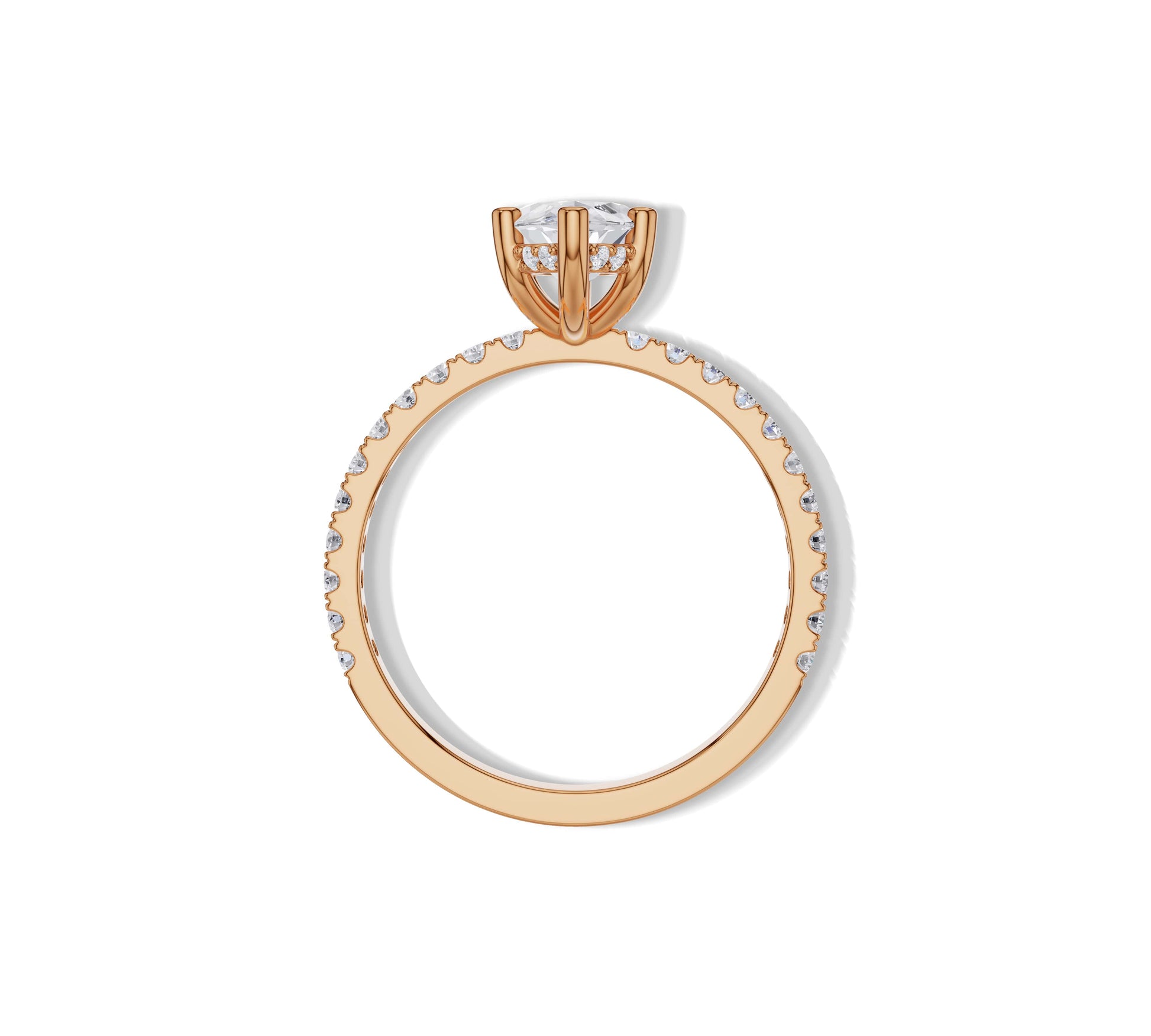Floating marquise solitaire in rose tone with hidden halo