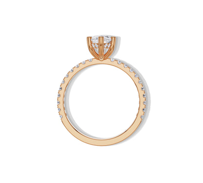 Floating marquise solitaire in rose tone with hidden halo