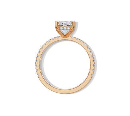 Elegant rose gold ring with radiant center and hidden halo sparkle