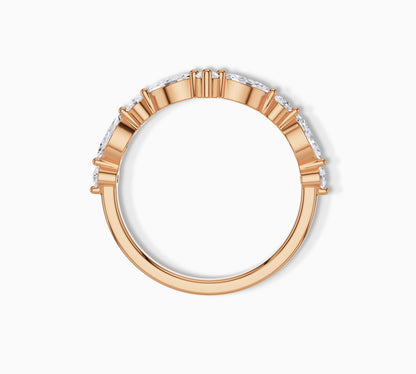 rose gold curved wedding bands​