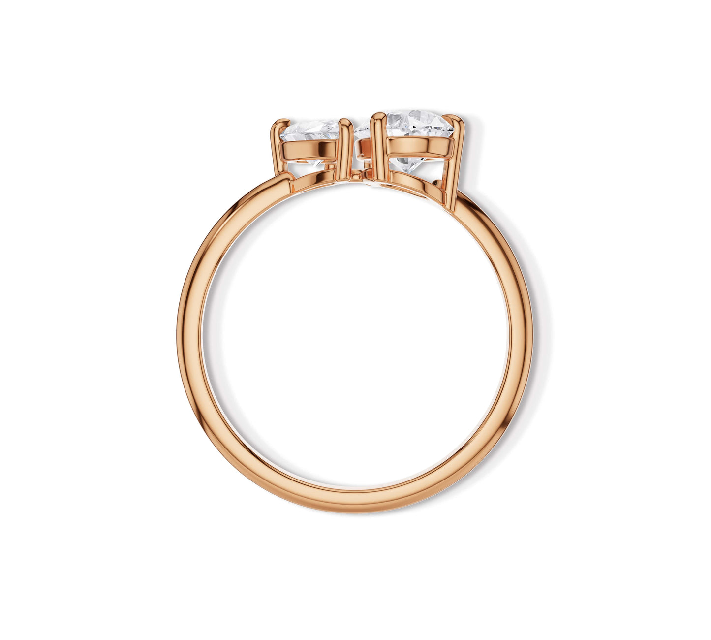 Delicate rose gold diamond ring with uneven pear shapes