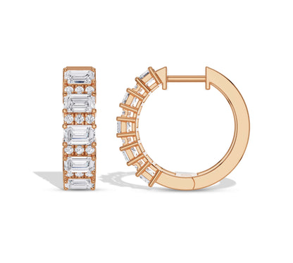 Round and Emerald Hoops