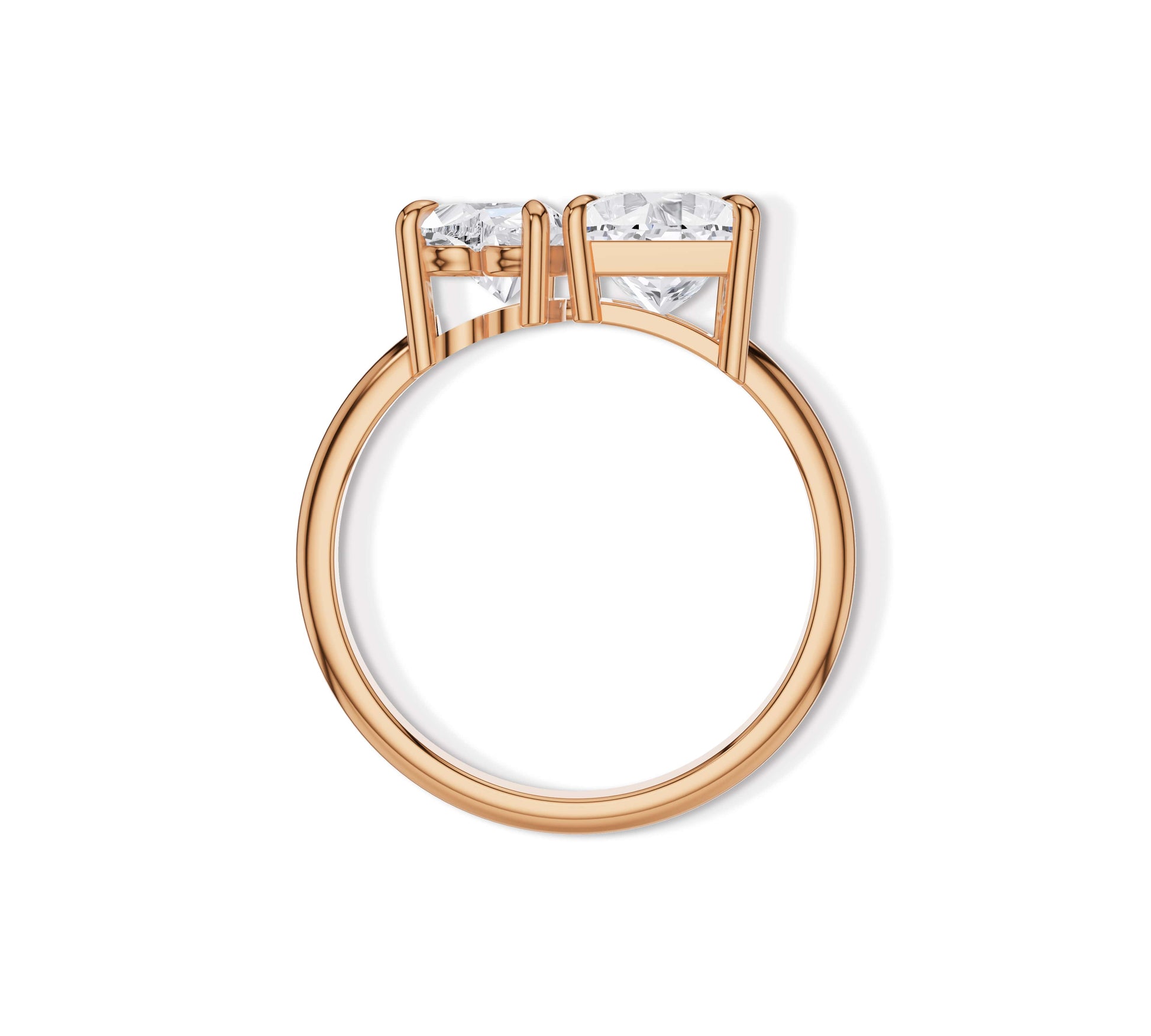 Romantic rose gold open ring with lab grown moissanite diamonds