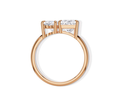 Romantic rose gold open ring with lab grown moissanite diamonds