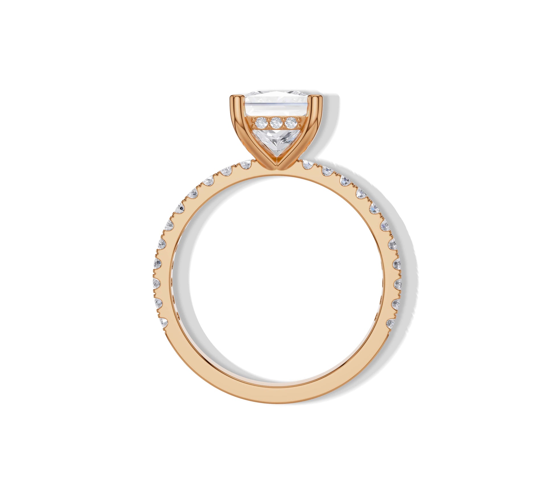 Rose gold princess ring with lab-grown brilliance