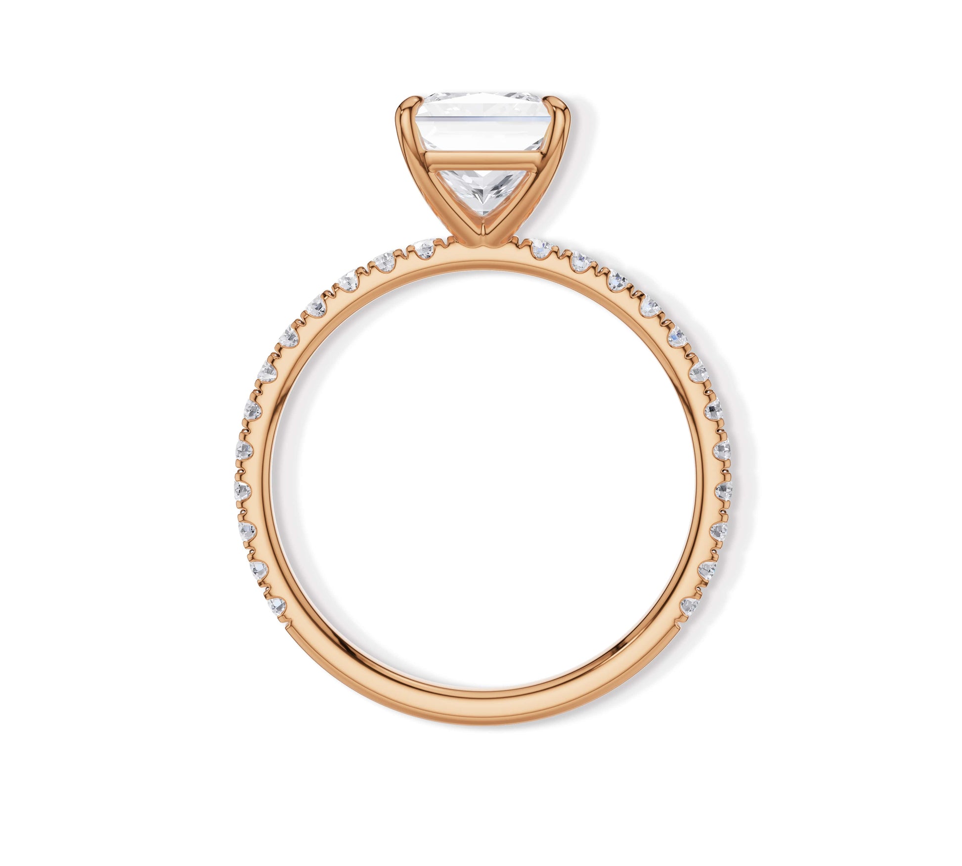 Rose gold pavé band ring with pear shaped diamond