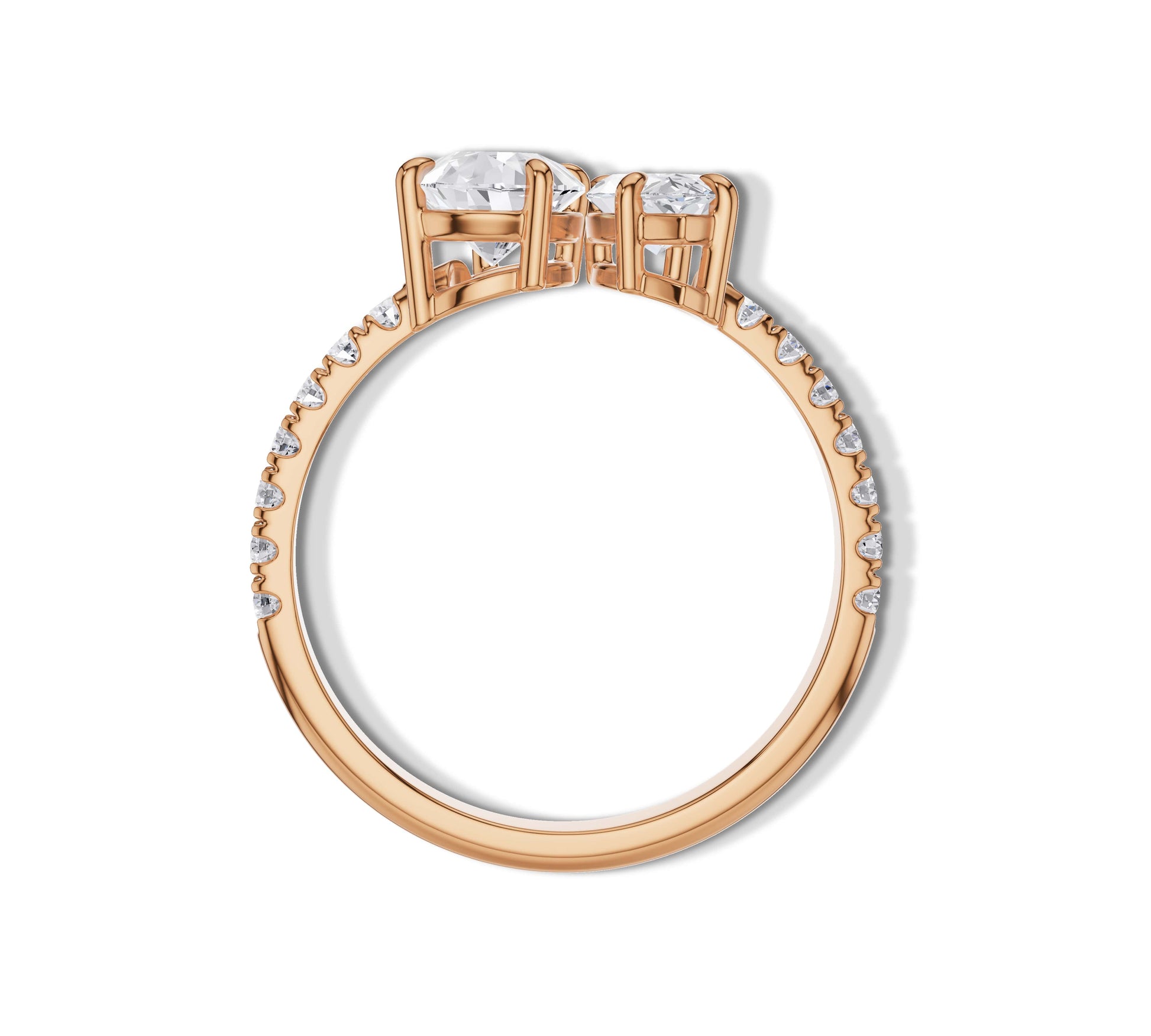 Artistic rose gold band with contrasting shaped diamonds