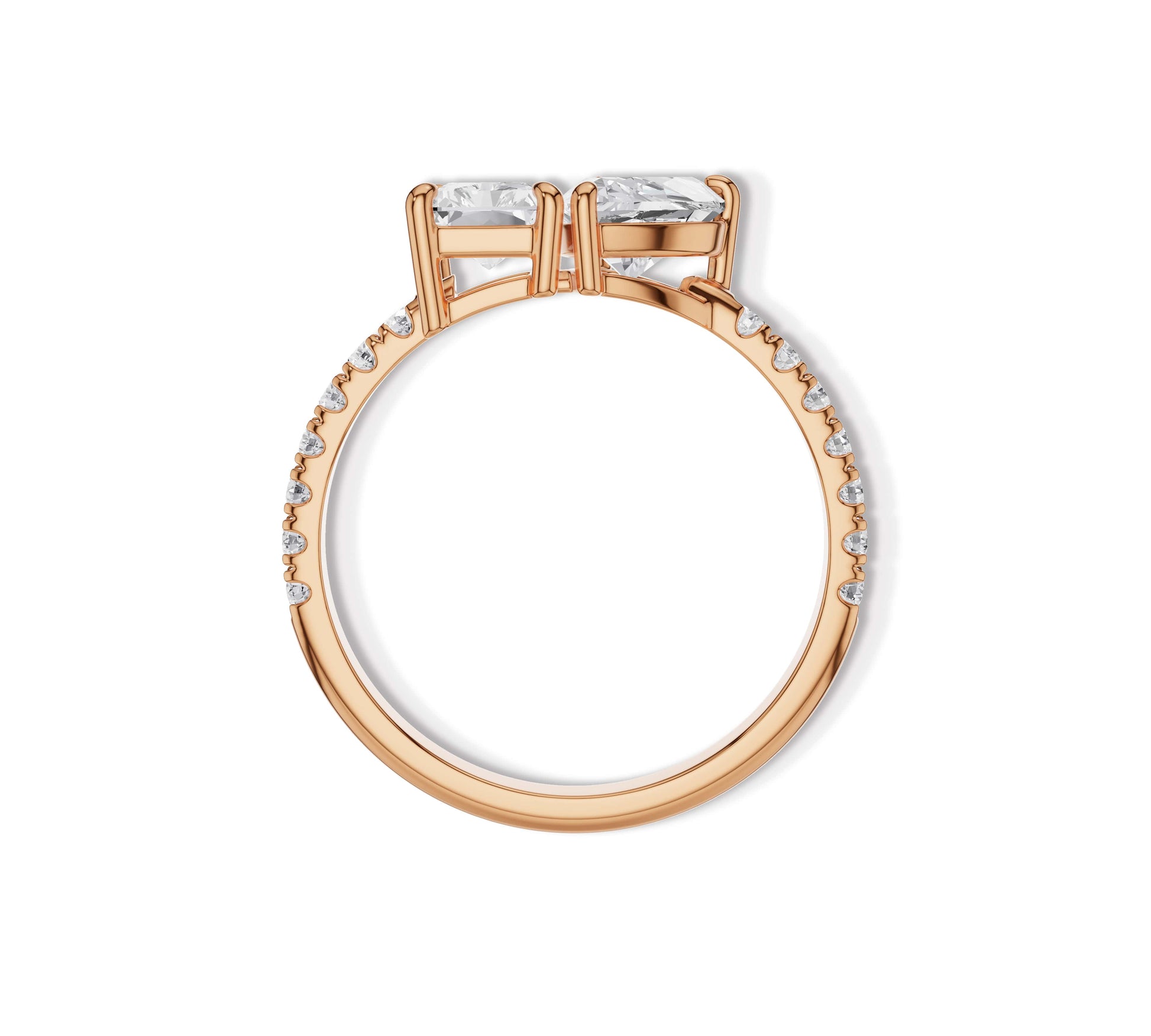 Romantic heart and radiant cut ring
