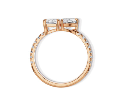 Romantic heart and radiant cut ring