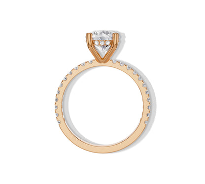 Hidden halo design with round diamond in rose gold