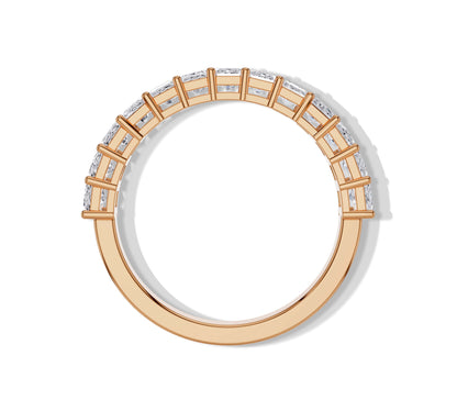asscher cut anniversary band in rose gold