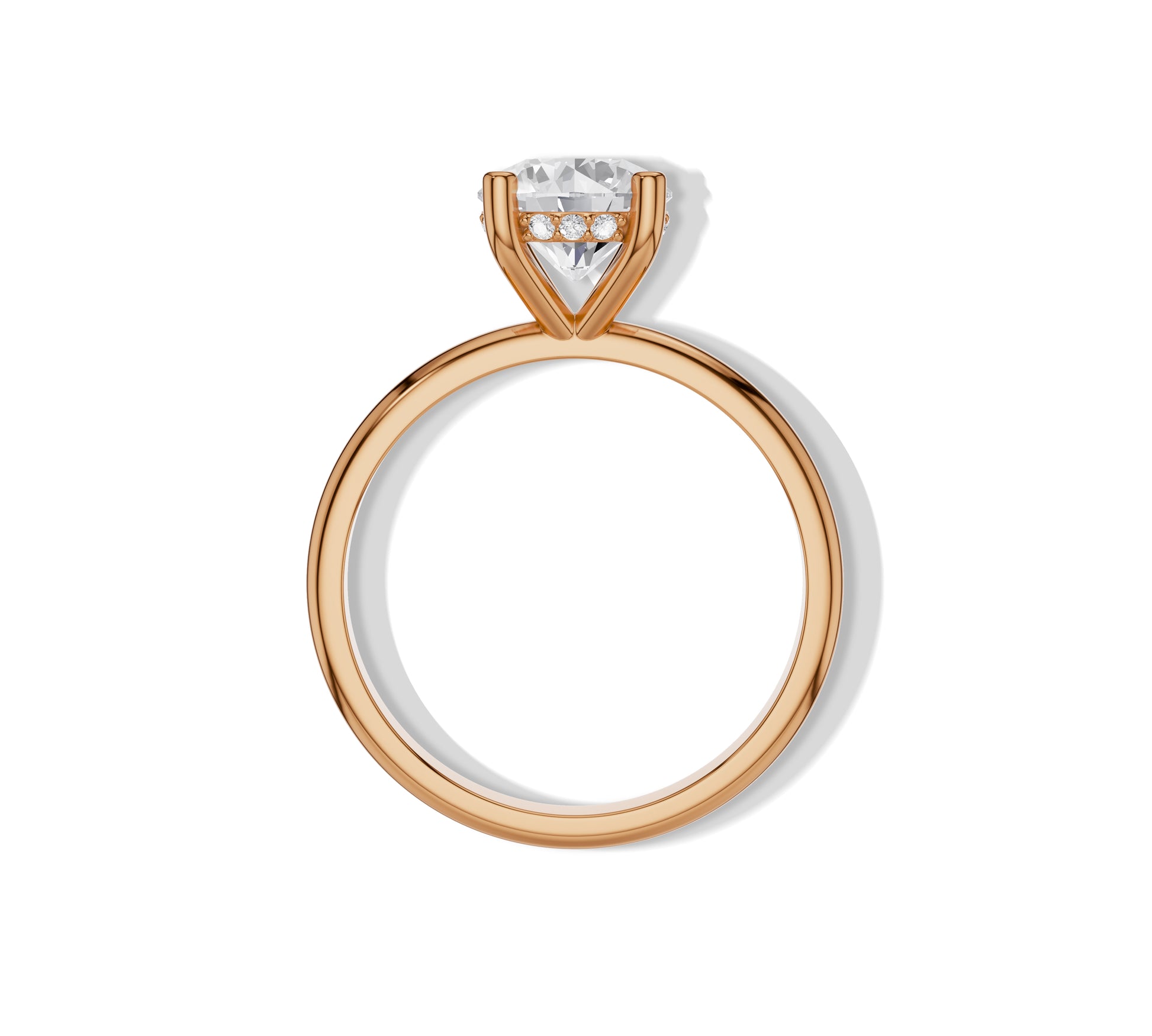 Lab Grown Diamond Round Cut Hidden Halo Engagement Ring