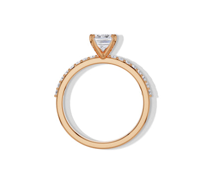 14k rose gold emerald & diamond engagement rings