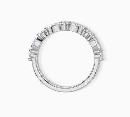 14k white gold curved wedding band
