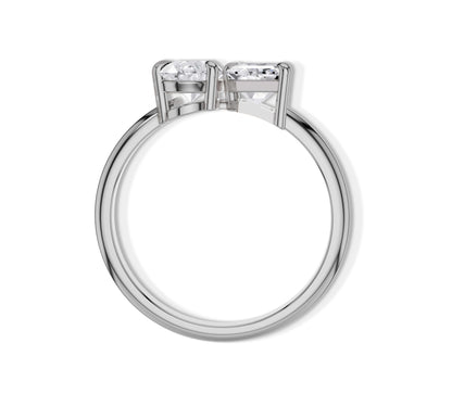 White gold diamond open band with emerald and pear shapes