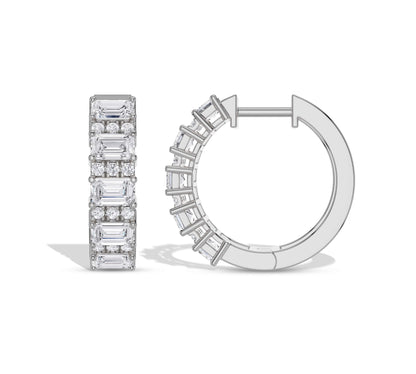Round and Emerald Hoops