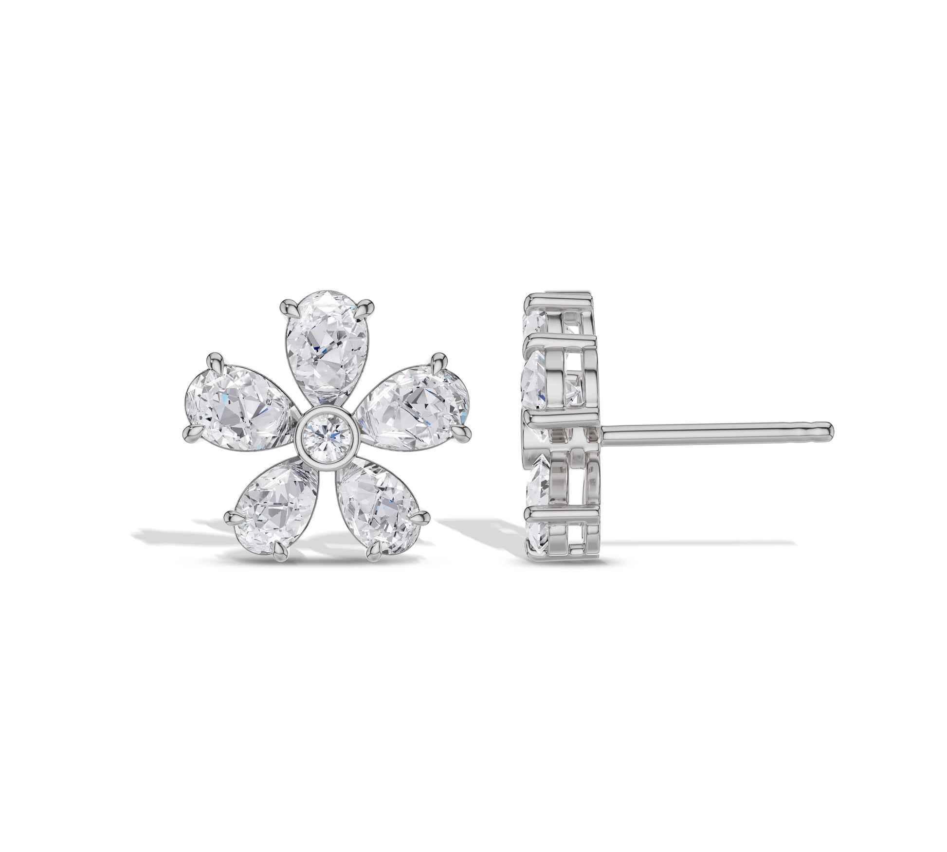 white golf flower stud earrings