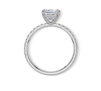 Timeless engagement ring with pave diamonds