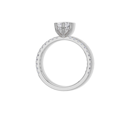 Modern white marquise oval solitaire with halo sparkle