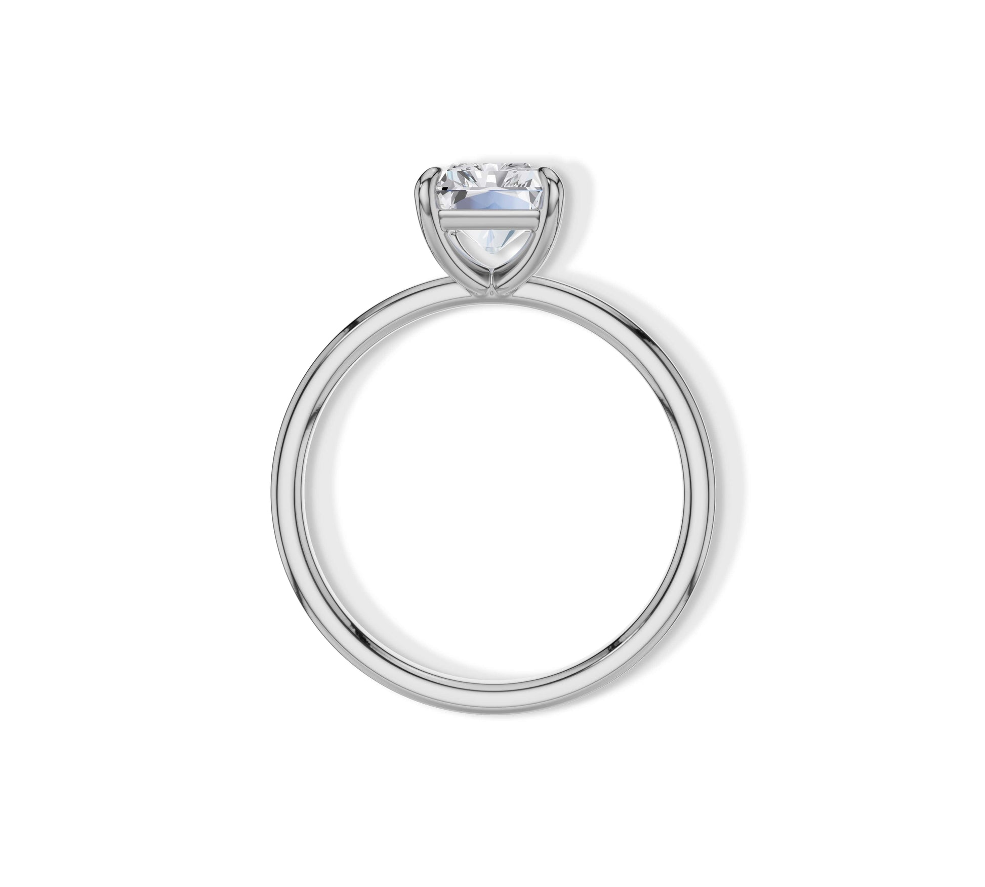 Clean and striking solitaire ring with radiant cut stone