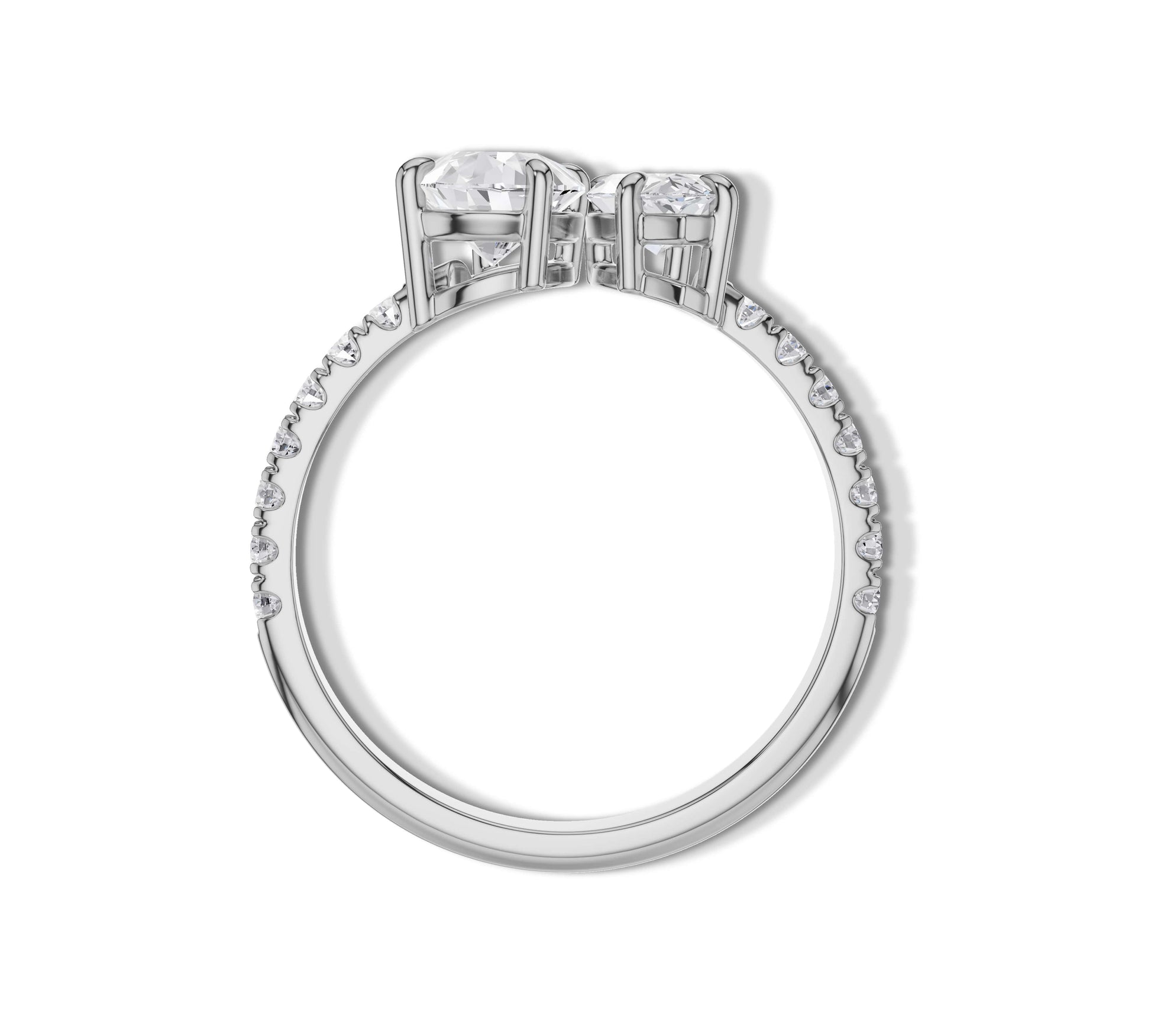 Dual cut white gold ring with marquise and pear sparkle