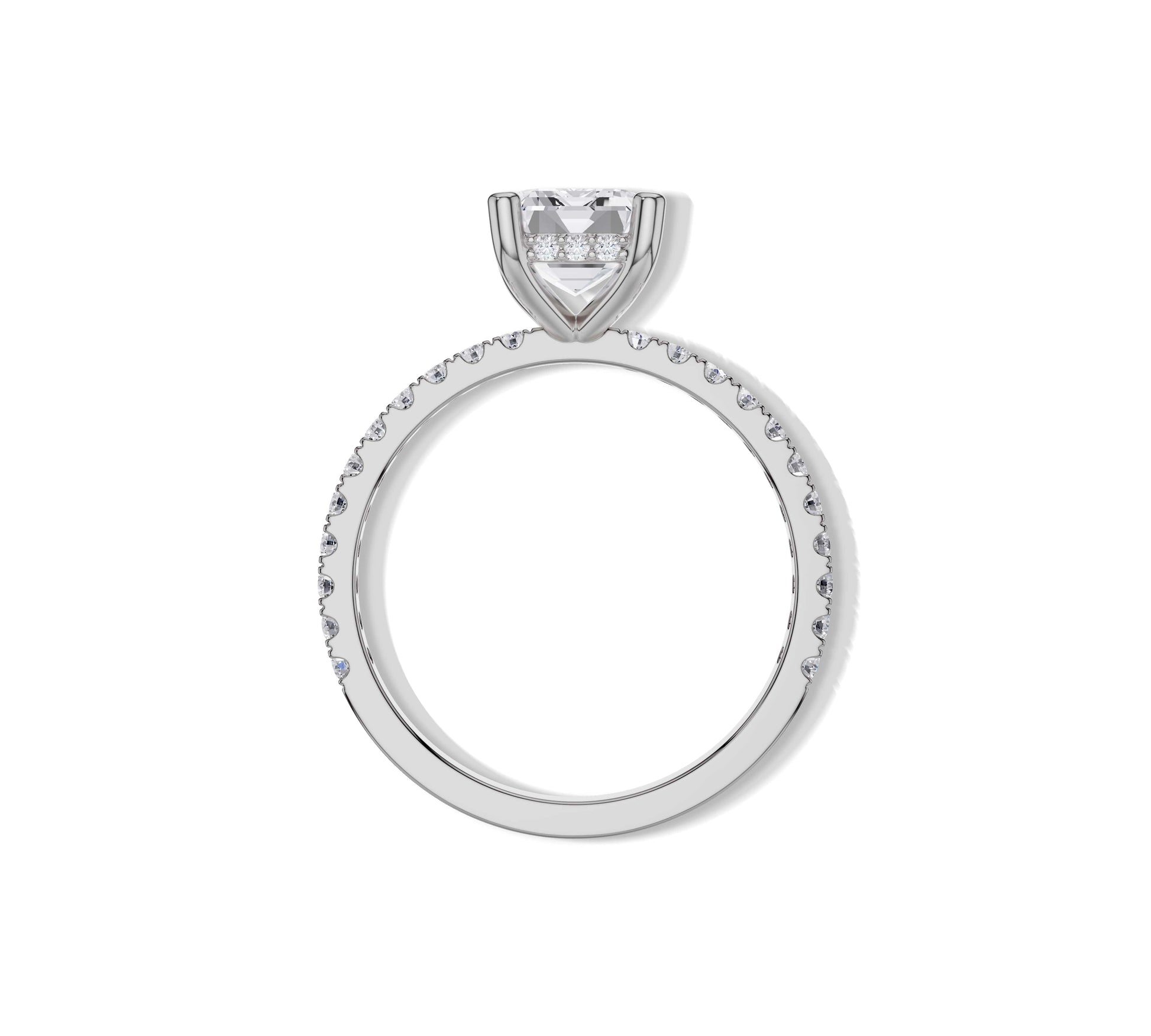 Lab-created emerald cut diamond ring in white gold