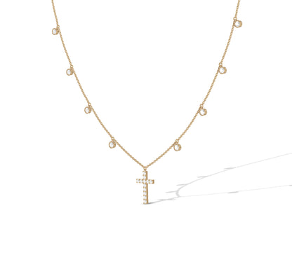 Yellow gold chain with cross center pendant