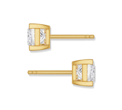 Yellow gold square diamond studs