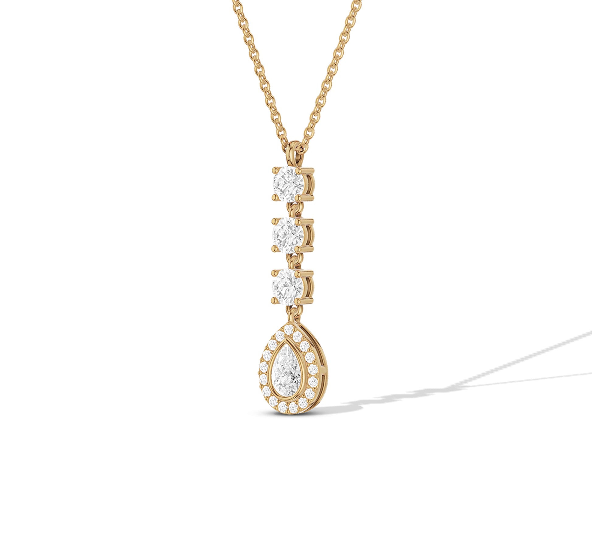 Graceful cascading diamond necklace in yellow gold