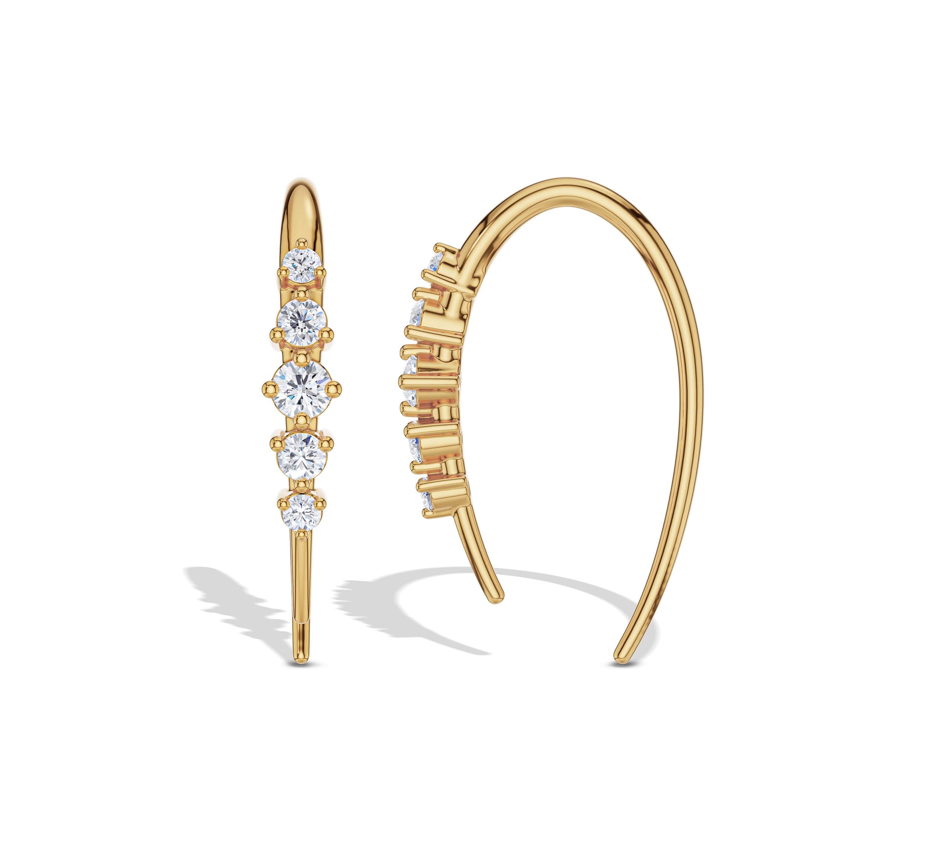 Elegant diamond hook earrings with yellow gold finish